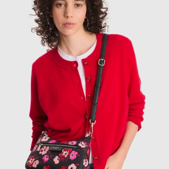 Kate Spade Hudson Fall Poppies Convertible Crossbody Clutch Shoulder Purse - Picture 6 of 10